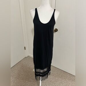 Pepin black fringe boho chic maxi dress sz XS